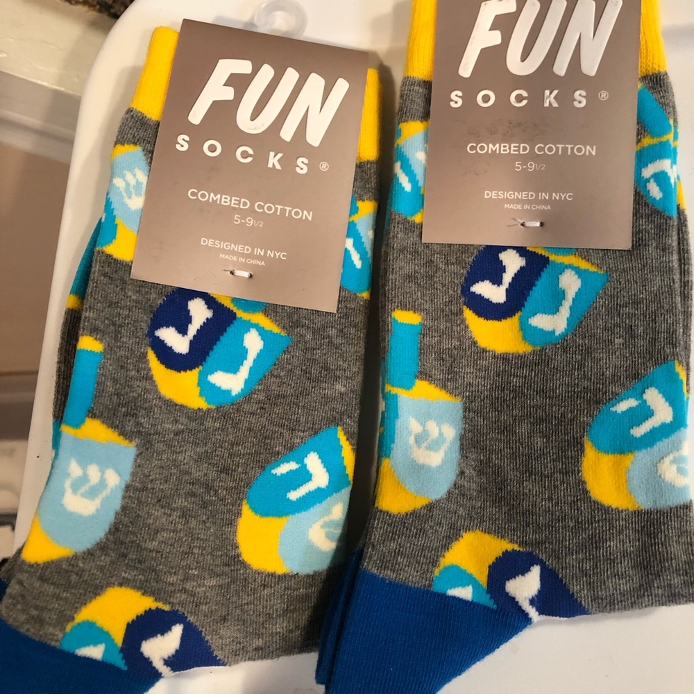Hanukkah Dreidel Fun Socks 2 pairs